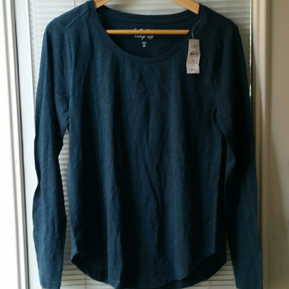 NWT LOFT Dark Teal Long Sleeve Vintage Soft Tee